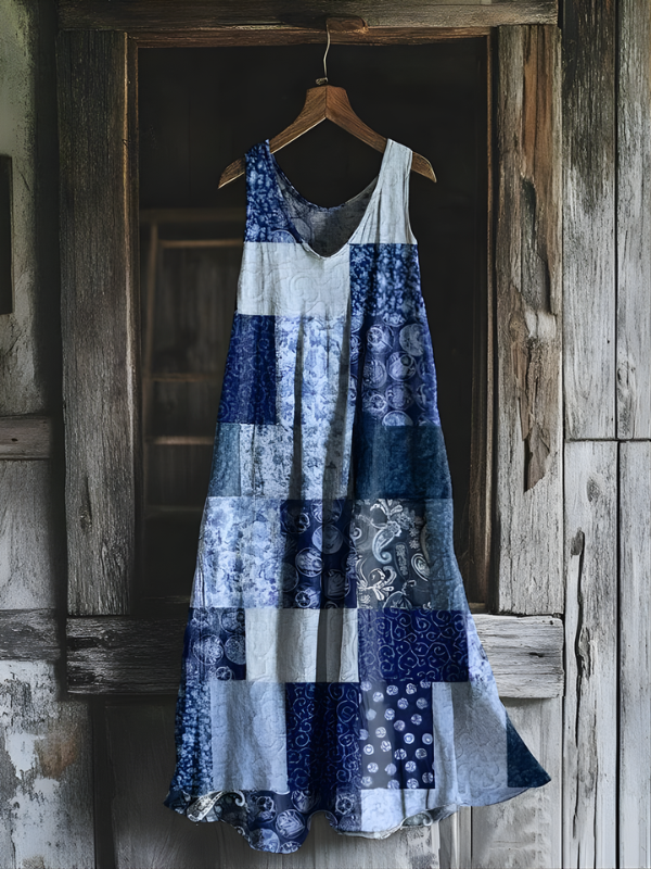 Vintage Patchwork Linen Dress
