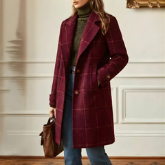 Kora™ Long Tweed Plaid Coat