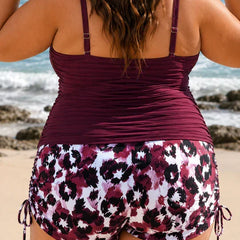 Luna | Plus Size Pleated Tankini Shorts Set