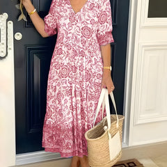 Remington | Graceful Floral V-Neck Dress
