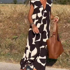 Victoria™ Elegant V-Neck Printed Dress