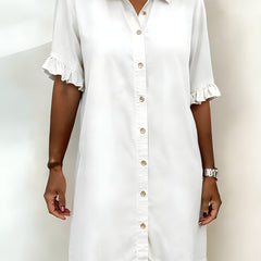 Katie | Effortlessly Flattering Ruched Denim Dress