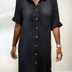 Katie | Effortlessly Flattering Ruched Denim Dress