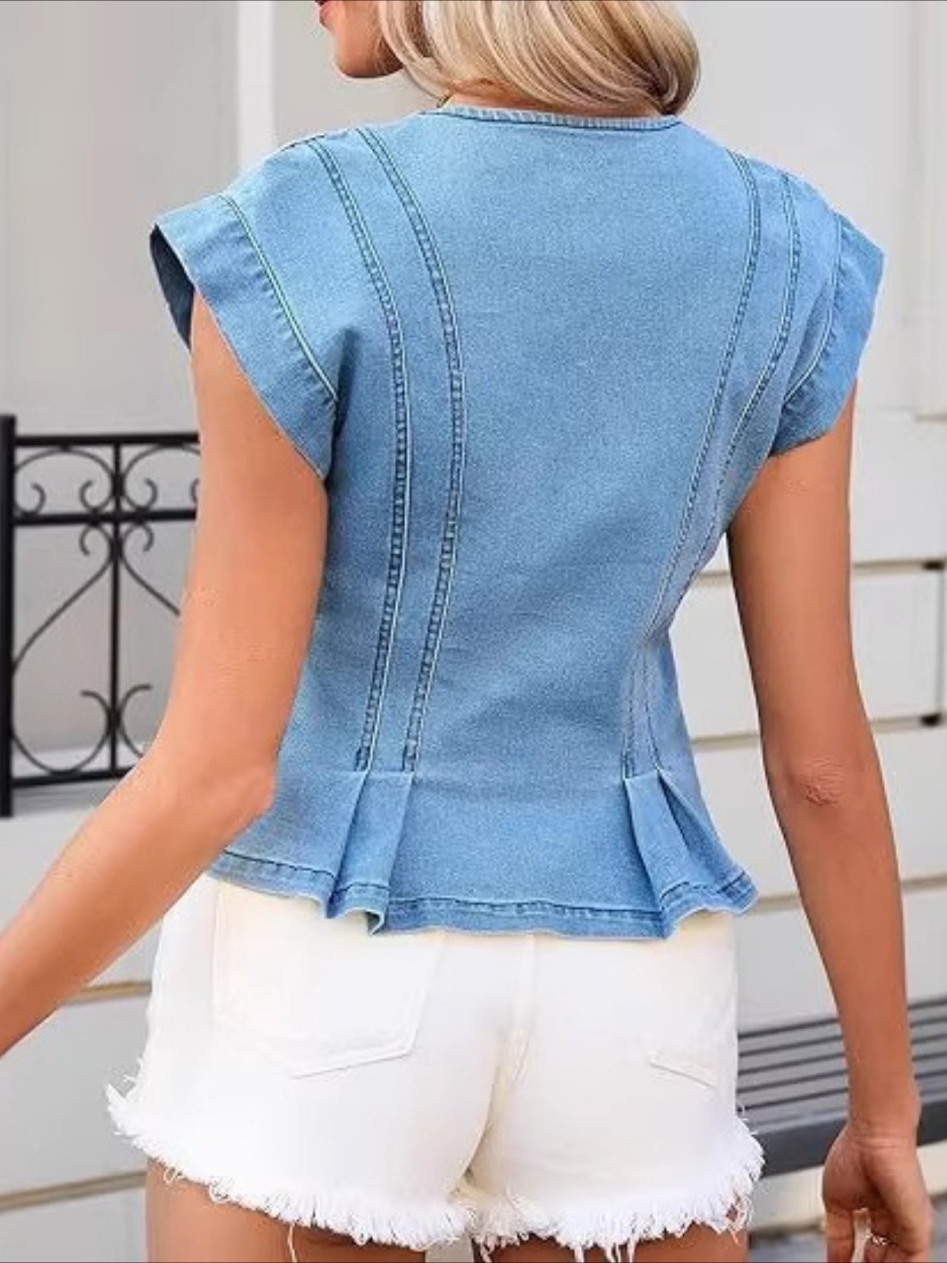 Alara | V-Neck Denim Top