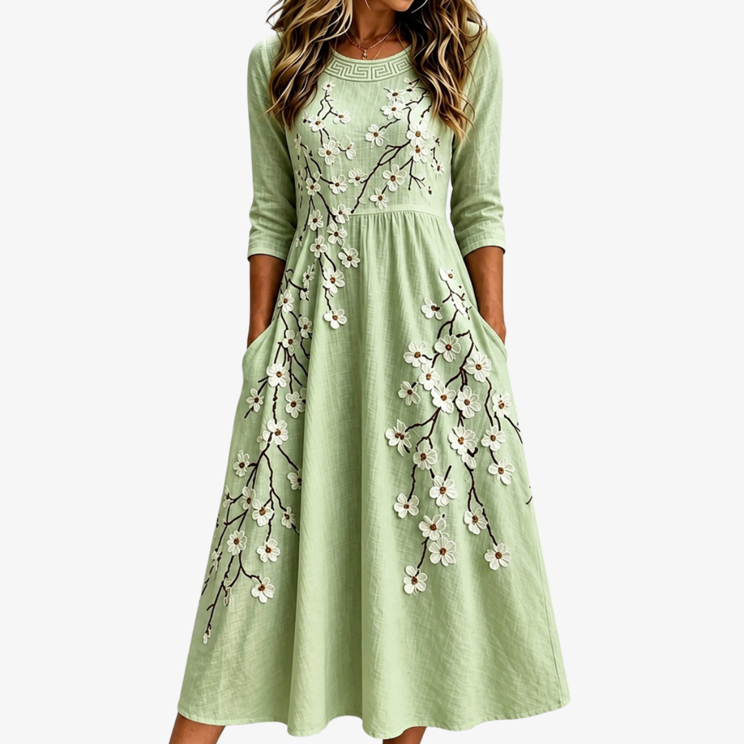 Sage Serenity Pocket Midi Dress