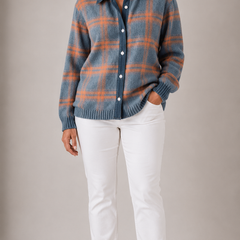 Haley Cozy Plaid Knit Cardigan