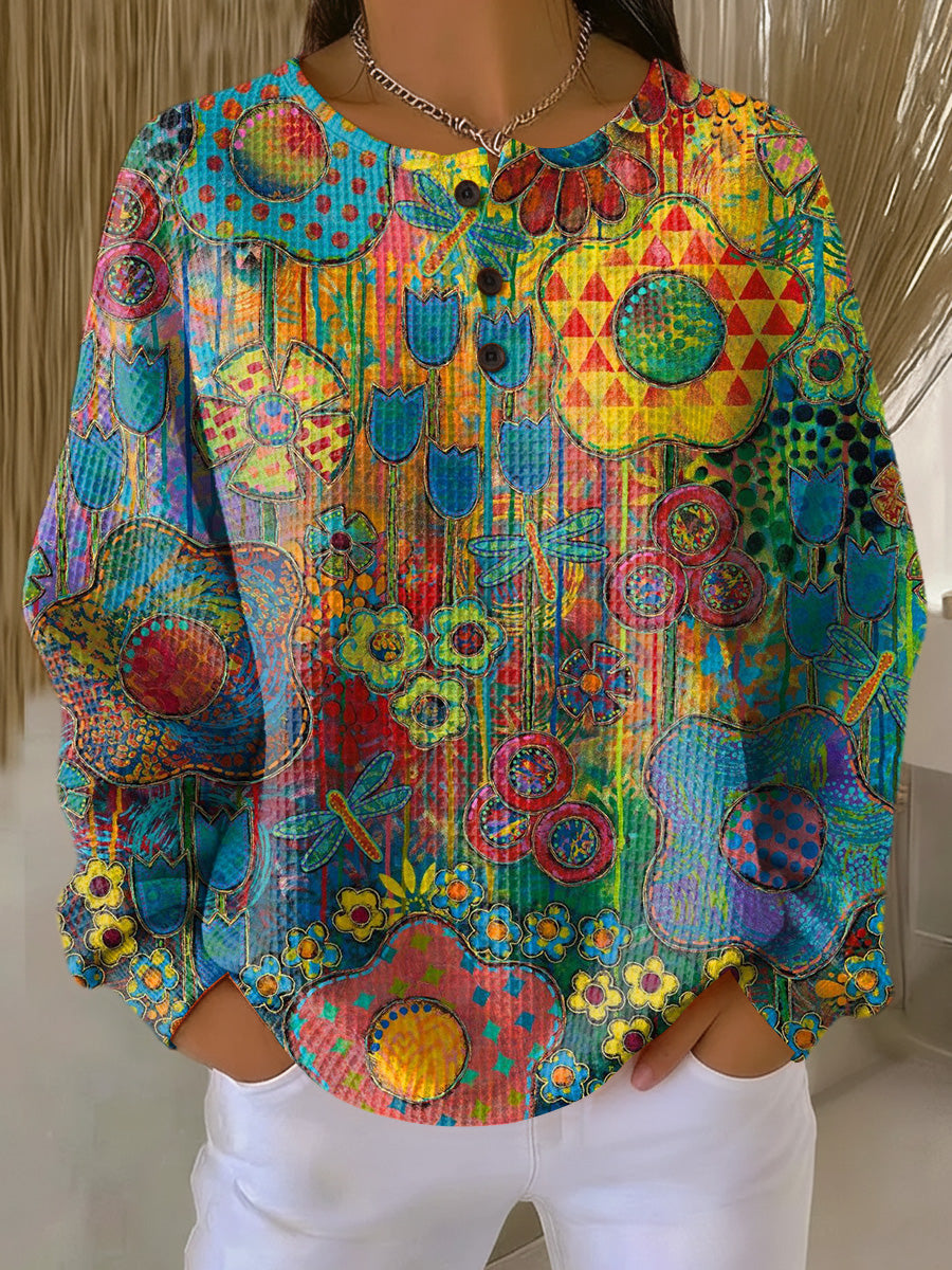 Elina™ - Colorful Sweater with Floral Print
