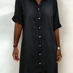 Katie | Effortlessly Flattering Ruched Denim Dress