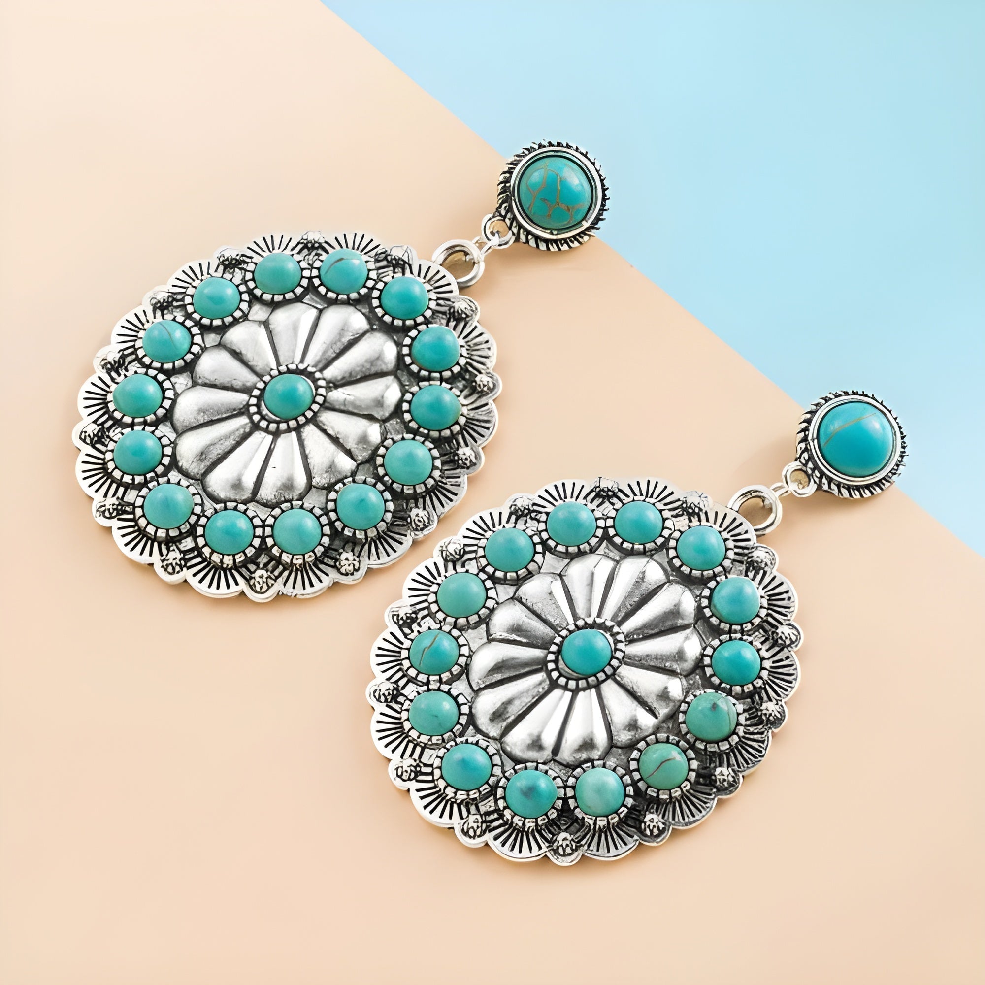 Vintage Turquoise & Pearl Statement Earrings