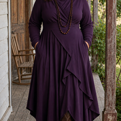 Arielle Vintage Asymmetrical Turtleneck Dress
