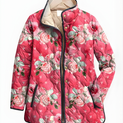 ASTRID™ | Charming Quilted Jacket with Pink Floral Print