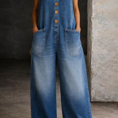 Jade | Vintage Washed Cotton Denim Overalls