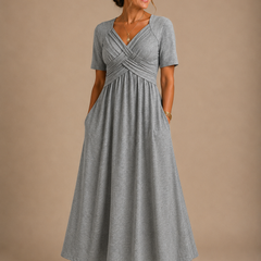 Analeia | Elegant V-Neck Midi Dress