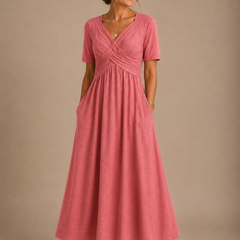 Analeia | Elegant V-Neck Midi Dress