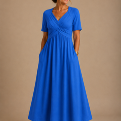 Analeia | Elegant V-Neck Midi Dress