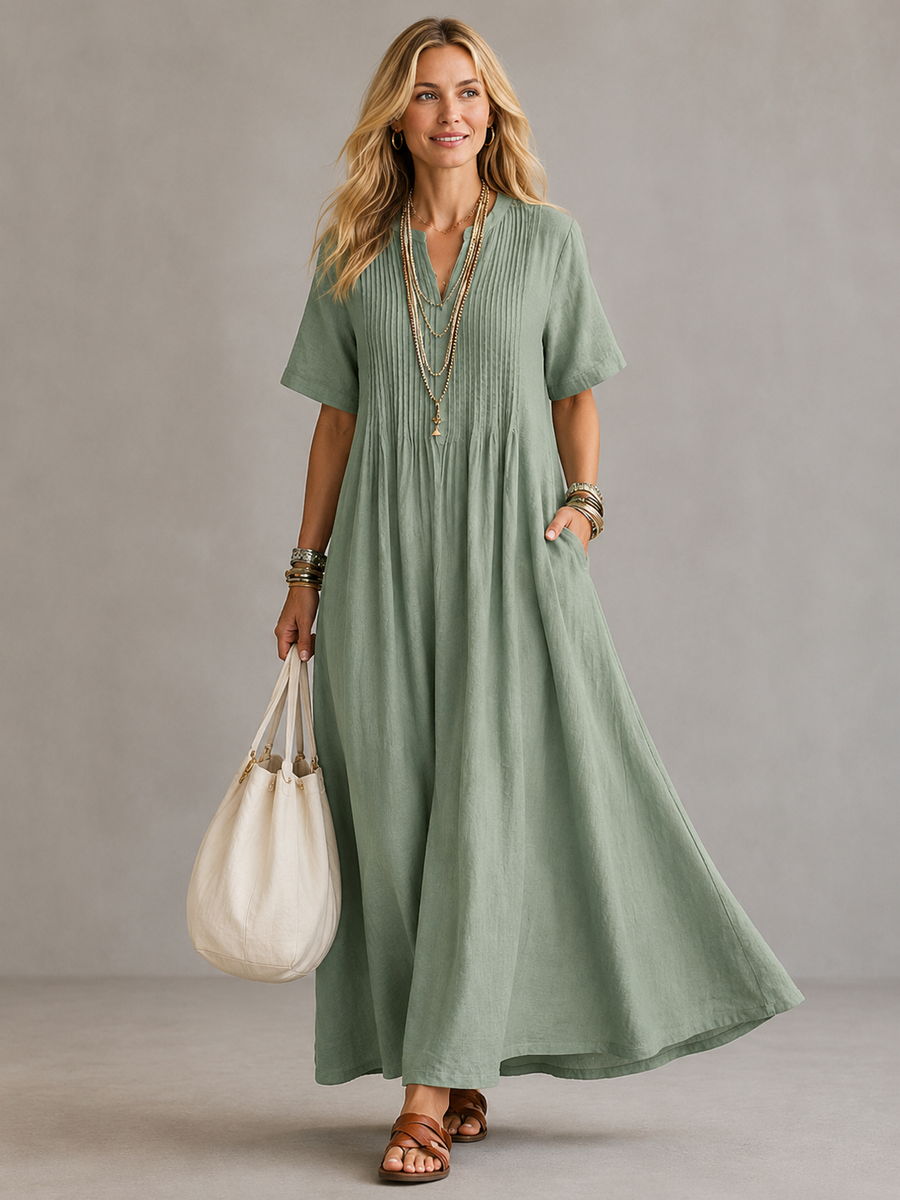 Amoura | Elegant Pleated Maxi Dress