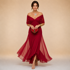Emma Draped V-Neck Evening Maxi Dress