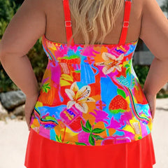 Daisy | Plus Size Tropical Tankini Skirt Set