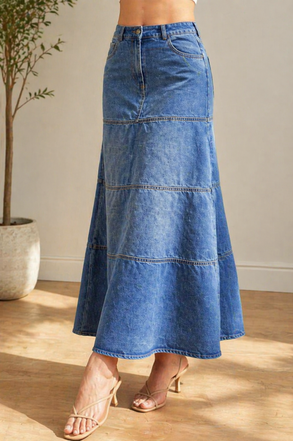 Paislee | Mid-Length Denim Skirt
