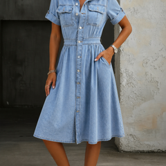 Violeta | Short Sleeve Denim Dress
