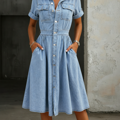 Violeta | Short Sleeve Denim Dress