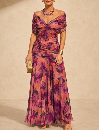 Seraphine™ Ruched Flutter Sleeve Midi Dress