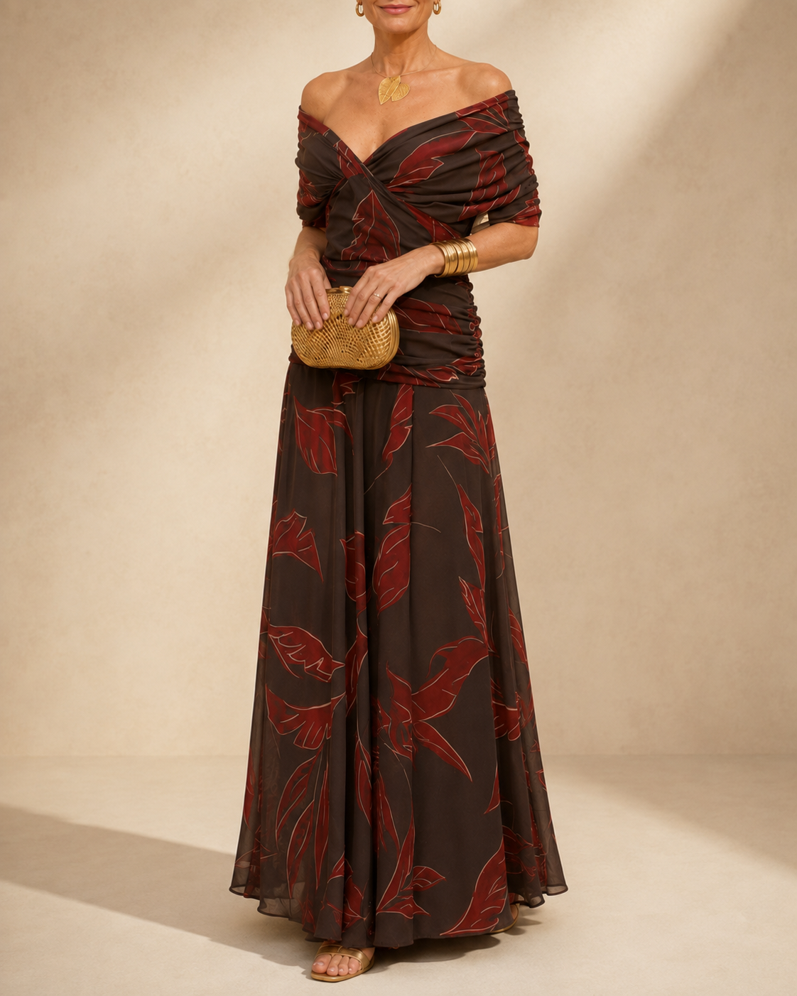 Seraphine™ Ruched Flutter Sleeve Midi Dress