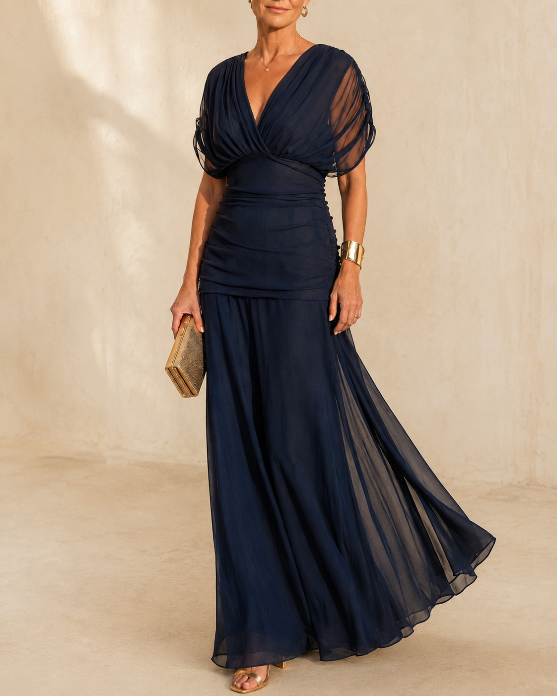 Seraphine™ Ruched Flutter Sleeve Midi Dress