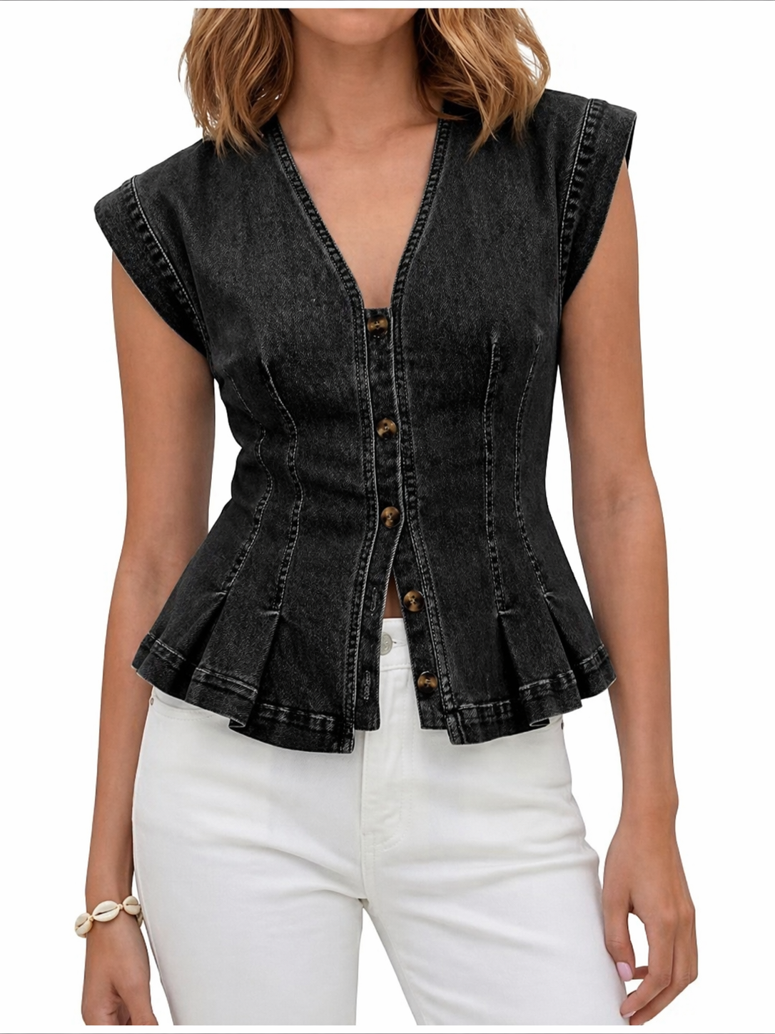 Alara | V-Neck Denim Top