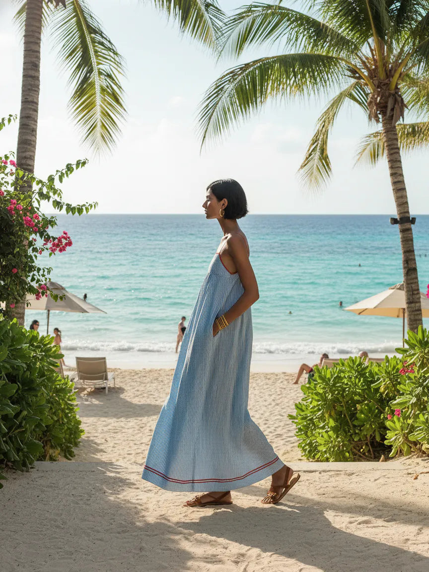 Ondine™ Striped Contrast Trim Maxi Dress