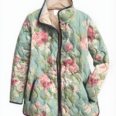 LISA™ | Quilted Jacket with Retro Floral Pattern