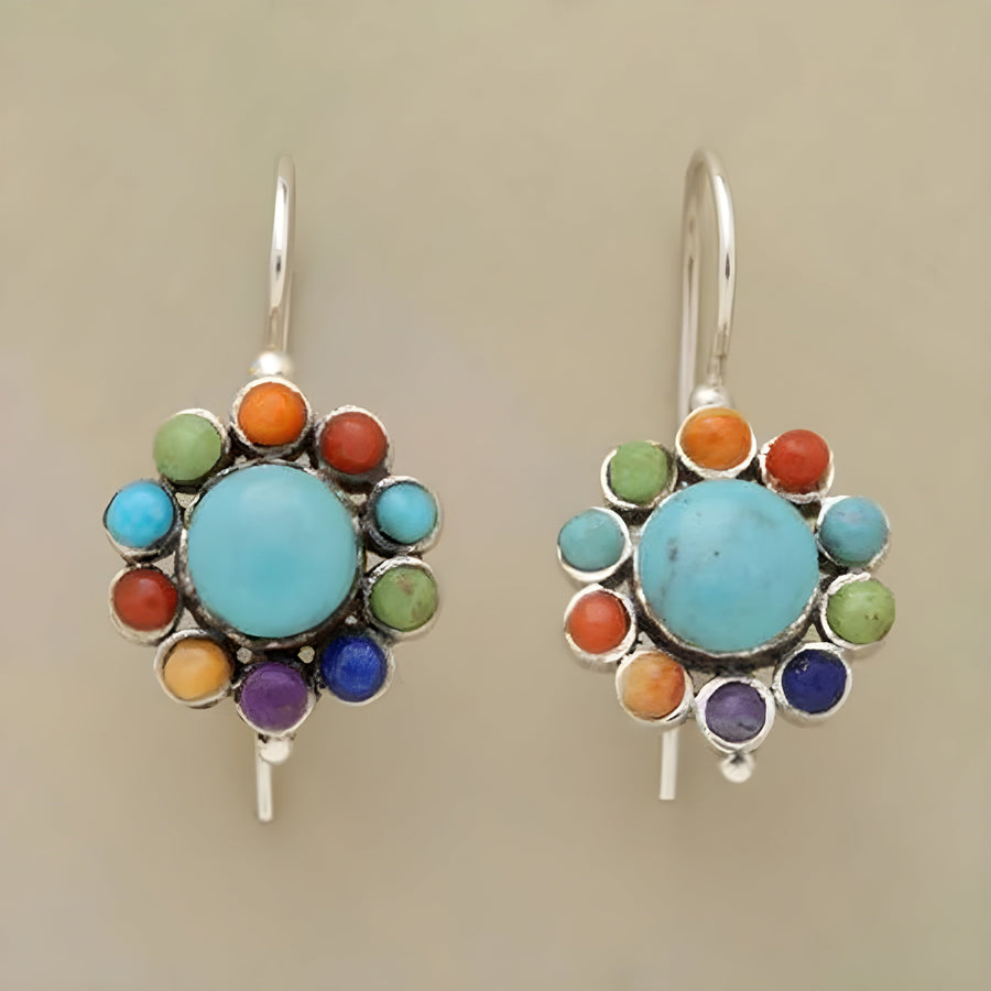 Multi-Colored Turquoise Hoop Earrings