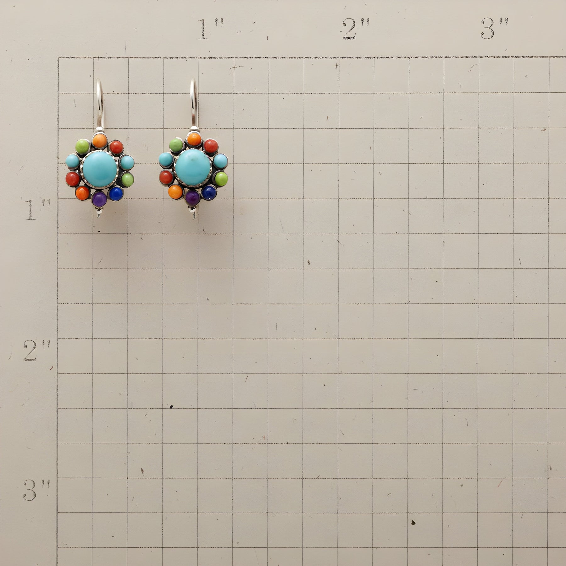 Multi-Colored Turquoise Hoop Earrings