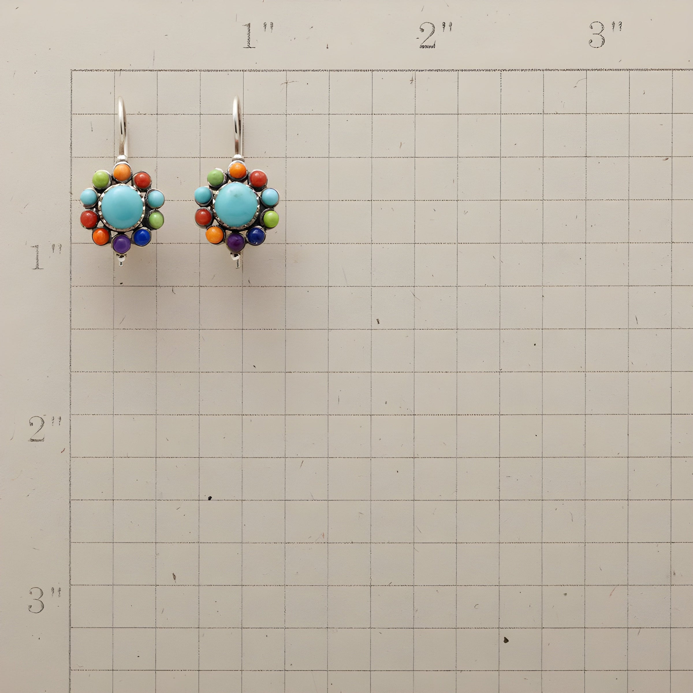 Multi-Colored Turquoise Hoop Earrings