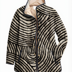 MARIAH™ | Quilted Jacket with Hand-Drawn Retro Circular Design
