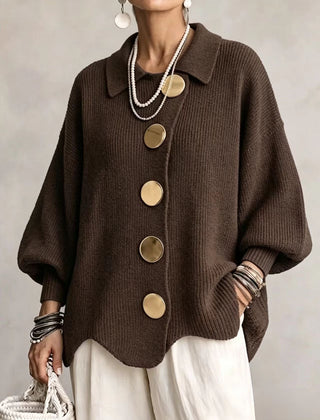Isadora™ Gold Button Knit Cardigan