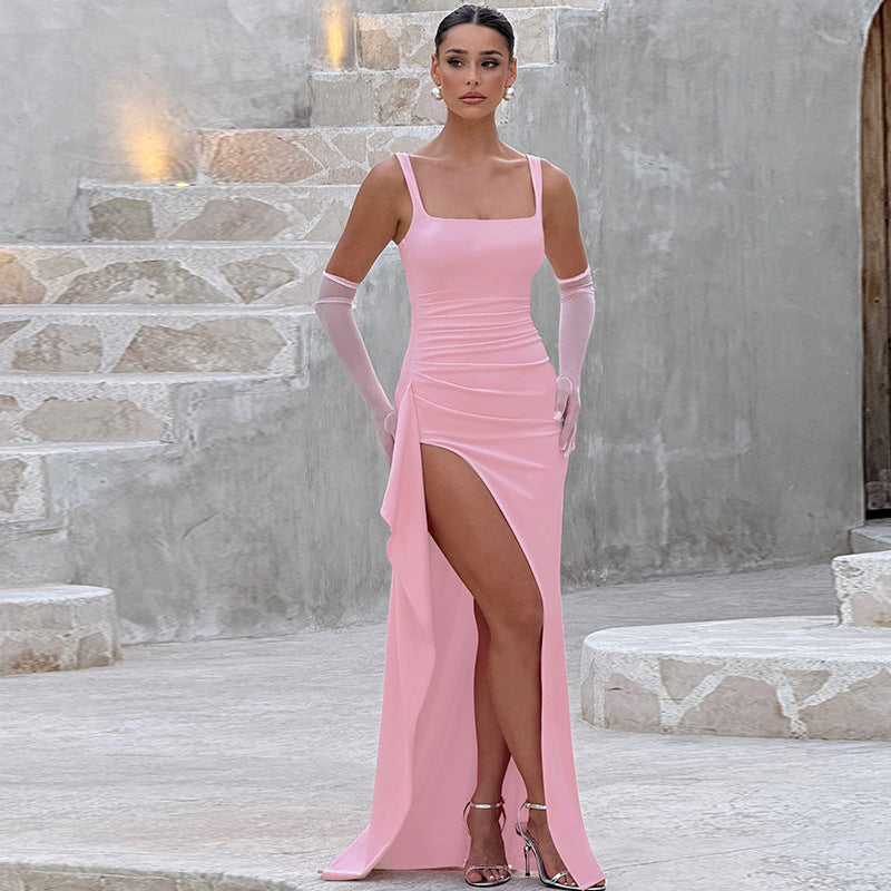 Marilyn™ Elegant Formal Slip Maxi Dress with Open Back