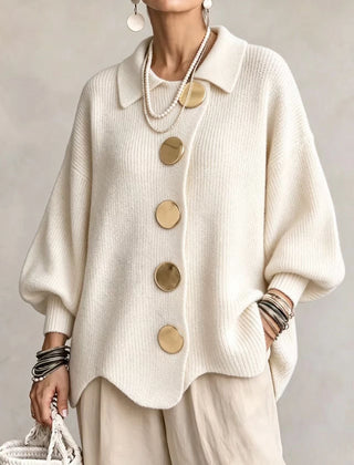 Isadora™ Gold Button Knit Cardigan
