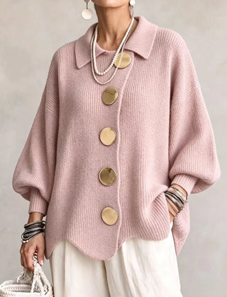 Isadora™ Gold Button Knit Cardigan