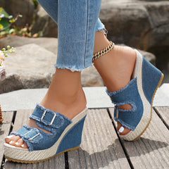 Betty | Fray Edge Wedge Sandals