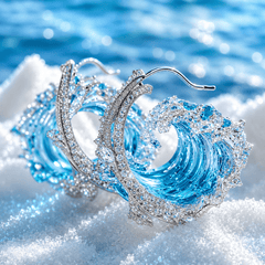 Ocean Wave Crystal Statement Earrings