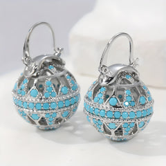 Turquoise Filigree Globe Drop Earrings