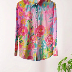 Women's Blouse | Abstract Print Button Front