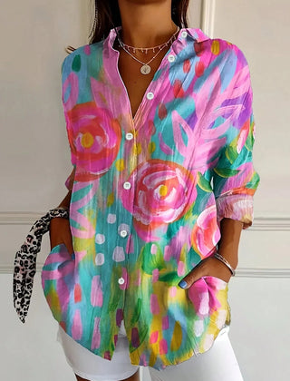 Women's Blouse | Abstract Print Button Front