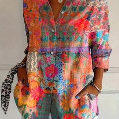 Women's Blouse | Abstract Print Button Front