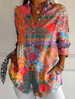Women's Blouse | Abstract Print Button Front
