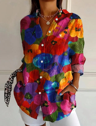 Women's Blouse | Abstract Print Button Front