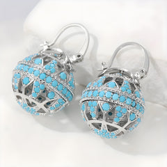 Turquoise Filigree Globe Drop Earrings