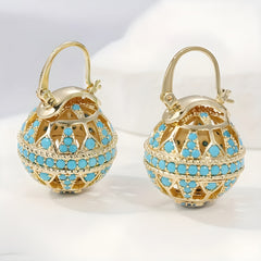 Turquoise Filigree Globe Drop Earrings