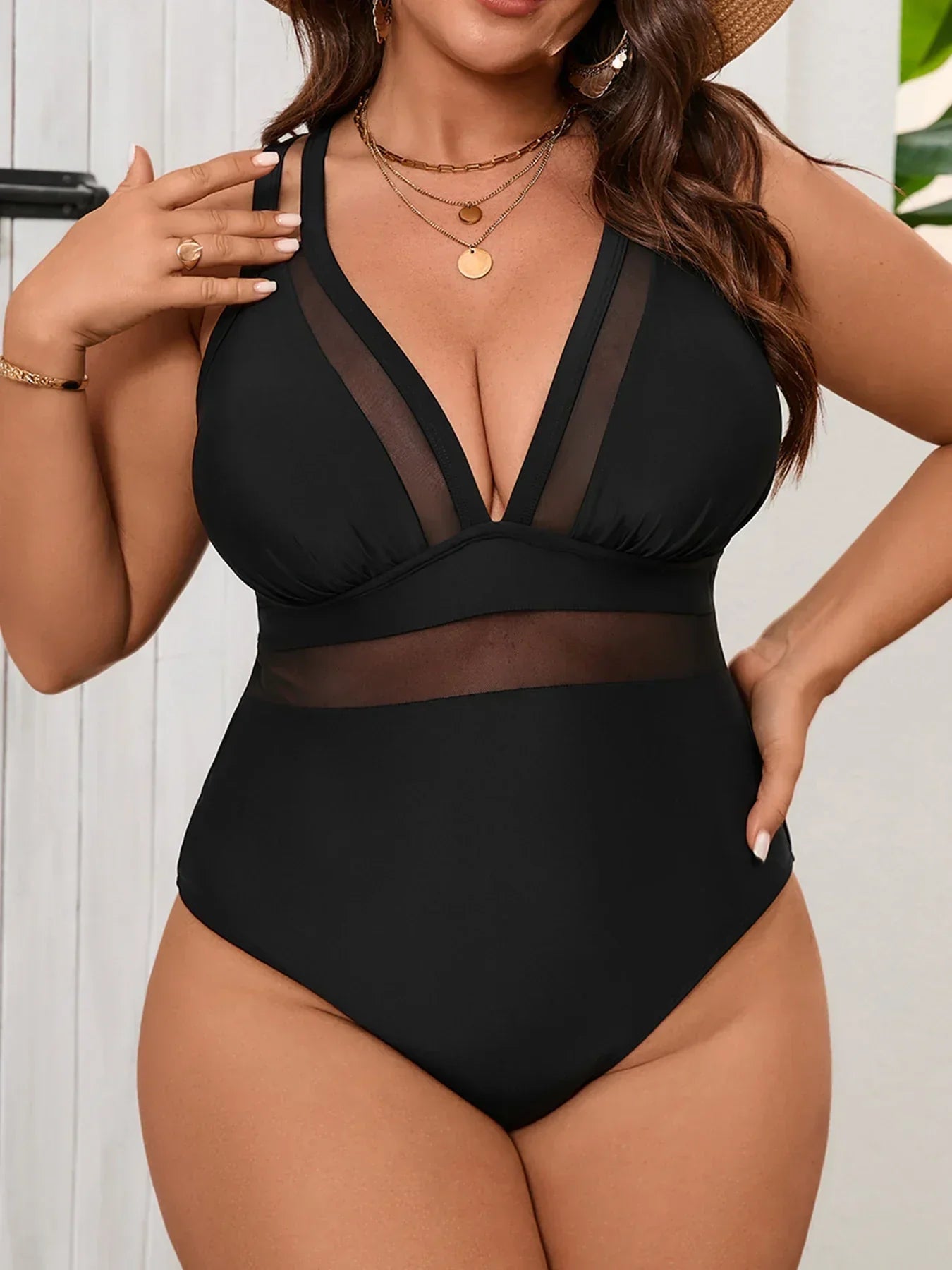 Maya | Plus Size Mesh Swimdress